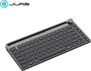 JLab Epic Mini Wireless Keyboard, Black, 84 Keys, Bluetooth or USB Wireless Dongle, Multi-Device Switching, Illuminated Keys, Smart Media Knob, Custom Profiles, OS Toggle, Rechargeable