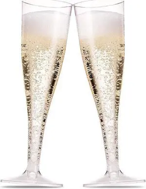 100 Pack Plastic Champagne Flutes 5 Oz Clear Plastic Toasting Glasses Disposable Wedding Thanksgiving Party Cocktail Cups