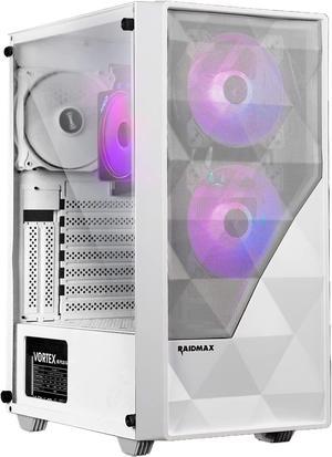 Raidmax MESHIAN X902 PC Case, Mid-Tower Gaming PC Case with Diamond Mesh Grill, Gaming PC Case Tempered Glass Side Panel, Pre-Installed Fans Computer Case, ARGB Light, USB 3.0, HD Audio White