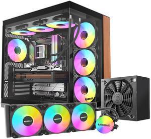 RAIDMAX Infinita I610 Dual Chamber ATX Gaming Case, Pre-install 4x ARGB Fans + 80+ Gold 700W + 240mm Water Cooler, 270° Seemless O11 Tempered Glass, Supports Up to 400mm GPU and Back Connect MB
