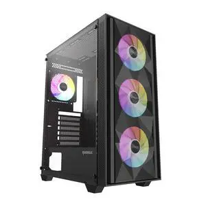 RAIDMAX V217 ATX Mid Tower Mesh Gaming PC Case, High Airflow Front Panel Design, 4x 120mm ARGB Fans Pre-Installed, Tempered Glass Side Panel, Supports 305mm GPU / 240mm Radiator