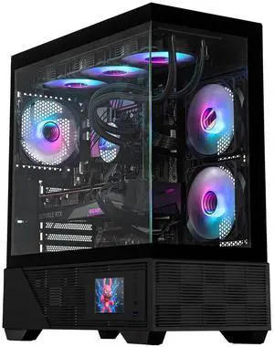 RAIDMAX i803 Premium ATX Gaming PC Case, Panoramic Tempered Glass, Built-in LCD Display Panel, Pre-Installed ARGB Fans, Spacious Mid Tower, Supports 400mm GPU / 360mm Radiator