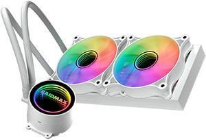 Raidmax Infinita LS240 AIO Water Cooling System, 240mm Gaming PC CPU Water Cooler with ARGB/RGB Light, PWM, Compatible with Intel i5, i7, i9 and AMD ryzen CPU Socket (White)
