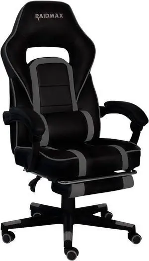 Raidmax Advanced DK701 Series Computer-Gaming-Chairs, XL Size Gaming Chair with Padded Arm Rest and Foldable Foot Rest, Heavy Duty 350mm Base with 60mm casters, PU Leather with Moulden Foam