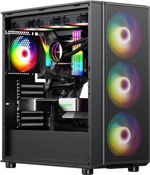 Raidmax Meshian X Seies Mesh Front Intake High Airflow Design, Pre-Installed 4X 140mm ARGB and 1x 120mm ARGB Fans, Tempered Glass, Support 4090 GPU and 360mm Water Cooler (X606, Black)