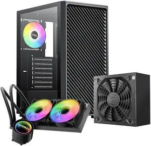 Raidmax Vector Series V211 ATX Gaming Chassis - Pre-Installed 4x Static RGB Color Fans, Include 240mm Water Cooler and 700 watts 80+ Certified Power Supply (V211 with 700W 240 Water Cooler)
