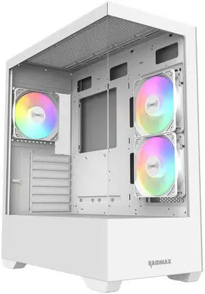 Raidmax Infinita i801 Tempered Glass Aqua View Case - Corner Structure-Free Panoramic Design, 3 ARGB Fans included, and Support for 360mm Water Cooler and 400mm GPU (White) Raidmax Infinita i801 Tempered Glass Aqua View Case - Corner Structure-Free Panoramic Design, 3 ARGB Fans included, and Support for 360mm Water Cooler and 400mm GPU (White)