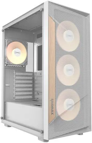 RAIDMAX V219 ATX Mid Tower Gaming PC Case, Wooden Trim Mesh Front Airflow Design, 4x ARGB Daisy-Chain Fans Included, Tempered Glass Side Panel, Supports up to 320mm GPU (White) RAIDMAX V219 ATX Mid Tower Gaming PC Case, Wooden Trim Mesh Front Airflow Design, 4x ARGB Daisy-Chain Fans Included, Tempered Glass Side Panel, Supports up to 320mm GPU (White)