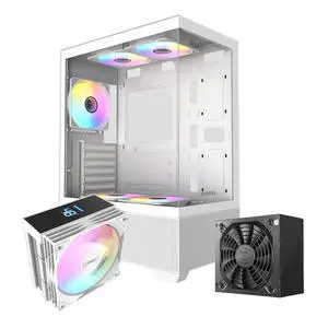 RAIDMAX i802 ATX Mid Tower Gaming PC Case Bundle, Includes 5 Fixed RGB Fans, 700W 80+ Power Supply & 120mm ARGB CPU Air Cooler, Tempered Glass Side Panel, Supports 400mm GPU / LGA1700 / AM5 RAIDMAX i802 ATX Mid Tower Gaming PC Case Bundle, Includes 5 Fixed RGB Fans, 700W 80+ Power Supply & 120mm ARGB CPU Air Cooler, Tempered Glass Side Panel, Supports 400mm GPU / LGA1700 / AM5