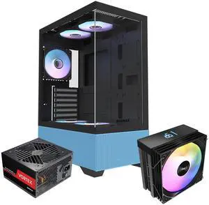 Raidmax i802 Vibe Series ATX Mid Tower Gaming Case Bundle Tempered Glass Side Panel, Includes 700W 80+ Power Supply, AM1204 Digital Display Air Cooler, and 5 Pre-Installed FRGB Fans Raidmax i802 Vibe Series ATX Mid Tower Gaming Case Bundle Tempered Glass Side Panel, Includes 700W 80+ Power Supply, AM1204 Digital Display Air Cooler, and 5 Pre-Installed FRGB Fans