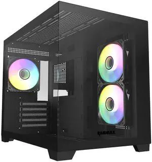 Raidmax Infinita i600 Micro ATX Cube Tower Computer Case with 3 ARGB Fans, Tempered Glass Front and Side Panel and Supports up to 360mm Water Cooling, Micro ATX, USB 3.0- Black Raidmax Infinita i600 Micro ATX Cube Tower Computer Case with 3 ARGB Fans, Tempered Glass Front and Side Panel and Supports up to 360mm Water Cooling, Micro ATX, USB 3.0- Black