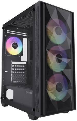RAIDMAX V217 ATX Mid Tower Mesh Gaming PC Case, High Airflow Front Panel Design, 4x 120mm ARGB Fans Pre-Installed, Tempered Glass Side Panel, Supports 305mm GPU / 240mm Radiator RAIDMAX V217 ATX Mid Tower Mesh Gaming PC Case, High Airflow Front Panel Design, 4x 120mm ARGB Fans Pre-Installed, Tempered Glass Side Panel, Supports 305mm GPU / 240mm Radiator