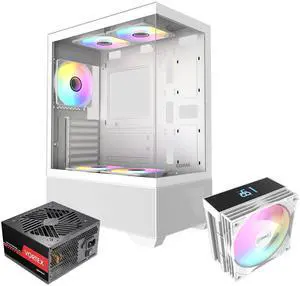 RAIDMAX i802 ATX Mid Tower Gaming PC Case Bundle, Includes 5 Fixed RGB Fans, 700W 80+ Power Supply & 120mm ARGB CPU Air Cooler, Tempered Glass Side Panel, Supports 400mm GPU / LGA1700 / AM5 RAIDMAX i802 ATX Mid Tower Gaming PC Case Bundle, Includes 5 Fixed RGB Fans, 700W 80+ Power Supply & 120mm ARGB CPU Air Cooler, Tempered Glass Side Panel, Supports 400mm GPU / LGA1700 / AM5