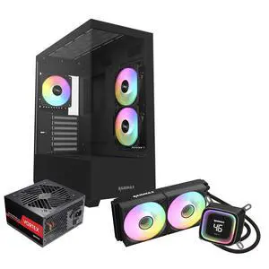 RAIDMAX I801 ATX Gaming PC Case Bundle, Panoramic Tempered Glass Mid Tower, Pre-Installed 3x ARGB Fans, 700W PSU + 240mm Liquid Cooler, Supports 400mm GPU, AMD 5000/7000 Series & Intel 12/13/14th Gen RAIDMAX I801 ATX Gaming PC Case Bundle, Panoramic Tempered Glass Mid Tower, Pre-Installed 3x ARGB Fans, 700W PSU + 240mm Liquid Cooler, Supports 400mm GPU, AMD 5000/7000 Series & Intel 12/13/14th Gen