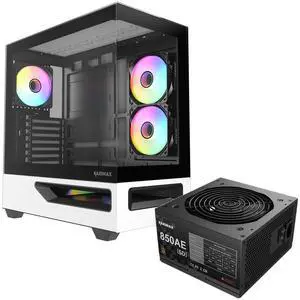 RAIDMAX H200 ATX Gaming PC Case Bundle, 5x ARGB Fans, Patented Air Tunnel Design, Includes RX-850AEM 850W ATX 3.1 PCIe Gen 5 Fully Modular 80+ Gold Power Supply, Tempered Glass, Supports 400mm GPU RAIDMAX H200 ATX Gaming PC Case Bundle, 5x ARGB Fans, Patented Air Tunnel Design, Includes RX-850AEM 850W ATX 3.1 PCIe Gen 5 Fully Modular 80+ Gold Power Supply, Tempered Glass, Supports 400mm GPU