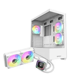 Raidmax I801 Panoramic Tempered Glass Mid Tower ATX PC Case with 3 Pre-Installed ARGB Fans, White Combo with 240mm AIO Liquid Cooler Modern Gaming Chassis with Wide Interior and Efficient Cooling Raidmax I801 Panoramic Tempered Glass Mid Tower ATX PC Case with 3 Pre-Installed ARGB Fans, White Combo with 240mm AIO Liquid Cooler Modern Gaming Chassis with Wide Interior and Efficient Cooling