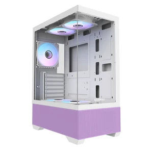 RAIDMAX i802 VIBE Purple Compact ATX Gaming PC Case, 5x Fixed RGB Fans Pre-Installed, Panoramic Tempered Glass, High Airflow Mid Tower Chassis, Supports 400mm GPU & 240mm Radiator RAIDMAX i802 VIBE Purple Compact ATX Gaming PC Case, 5x Fixed RGB Fans Pre-Installed, Panoramic Tempered Glass, High Airflow Mid Tower Chassis, Supports 400mm GPU & 240mm Radiator