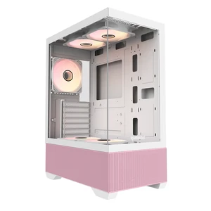 RAIDMAX i802 VIBE Pink Compact ATX Gaming PC Case, 5x Fixed RGB Fans Pre-Installed, Panoramic Tempered Glass, High Airflow Mid Tower Chassis, Supports 400mm GPU & 240mm Radiator RAIDMAX i802 VIBE Pink Compact ATX Gaming PC Case, 5x Fixed RGB Fans Pre-Installed, Panoramic Tempered Glass, High Airflow Mid Tower Chassis, Supports 400mm GPU & 240mm Radiator
