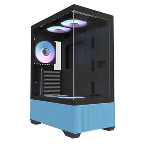 RAIDMAX i802 VIBE Blue Compact ATX Gaming PC Case, 5x Fixed RGB Fans Pre-Installed, Panoramic Tempered Glass, High Airflow Mid Tower Chassis, Supports 400mm GPU & 240mm Radiator RAIDMAX i802 VIBE Blue Compact ATX Gaming PC Case, 5x Fixed RGB Fans Pre-Installed, Panoramic Tempered Glass, High Airflow Mid Tower Chassis, Supports 400mm GPU & 240mm Radiator