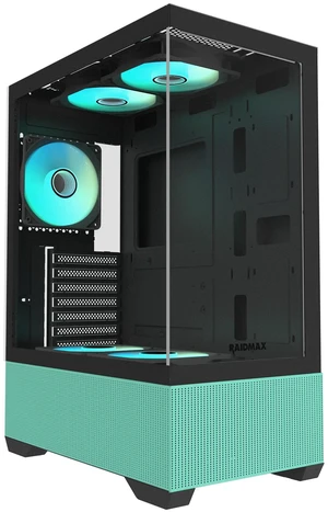 RAIDMAX i802 VIBE Green Compact ATX Gaming PC Case, 5x Fixed RGB Fans Pre-Installed, Panoramic Tempered Glass, High Airflow Mid Tower Chassis, Supports 400mm GPU & 240mm Radiator RAIDMAX i802 VIBE Green Compact ATX Gaming PC Case, 5x Fixed RGB Fans Pre-Installed, Panoramic Tempered Glass, High Airflow Mid Tower Chassis, Supports 400mm GPU & 240mm Radiator