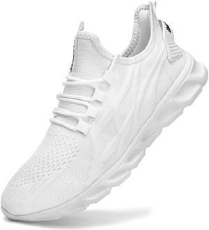 Damyuan Mens Sport Running Shoes Comfortable Casual Walking Shoes Lightweight Tennis Shoes White 7
