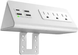 Emerising Nightstand Edge Mount Power Strip with USB-C Ports Tabletop Surge Protector Desk Clamp Power Sockets with 3 AC Outlets &4 Fast Charging USB Ports for Home Office Hotel and Dormitory
