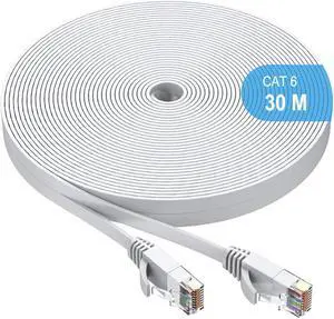 30M Cat6 Ethernet Cable, Long Internet Cables High-Speed Patch Cord Flat Design 1Gbps for 250Mhz/s UTP for Console, PS3, PS4, PS5, Switch, Router, Modem, Patch Panel, PC, TV, Home Office 82.02 ft. 30M Cat6 Ethernet Cable, Long Internet Cables High-Speed Patch Cord Flat Design 1Gbps for 250Mhz/s UTP for Console, PS3, PS4, PS5, Switch, Router, Modem, Patch Panel, PC, TV, Home Office 82.02 ft.