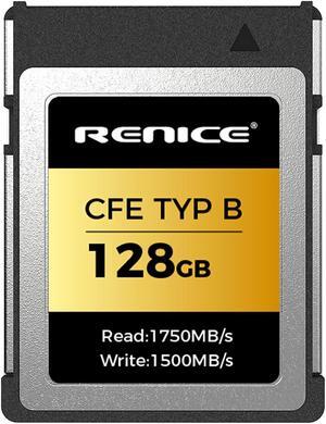 RENICE 128GB CFexpress Type B Memory Card-Up to 1750MB/s Read-Support 8K HD Video Recording-for Professional Camera Photographer- pSLC