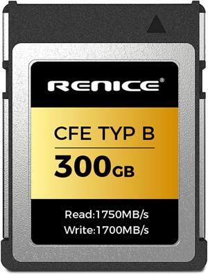 RENICE 300GB CFexpress Type B Memory Card- Up to 1750MB/ s Read Speed- 1700MB s Write-Support 12K HD Videos -for Photographer-videographers pSLC