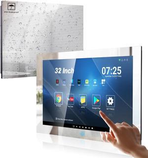 Haocrown 32Inch Bathroom TV Waterproof Touch Screen Smart Mirror Android 110 Television Full HD 1080p Smart TV with ATSC Tuner WiFi Bluetooth Builtin Updated HighBrightness 2023 Model 8GB64GB