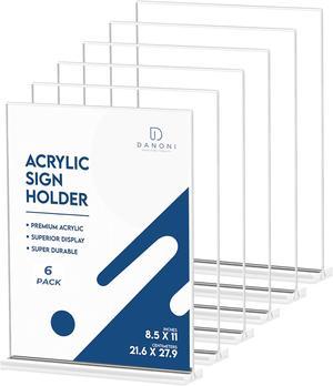 6 Pack Acrylic Sign Holders 8.5 x 11, Table Top Plastic Display Stand for  Menu, Flyer, Document, Paper, Clear Slant Back Vertical Photo Frame