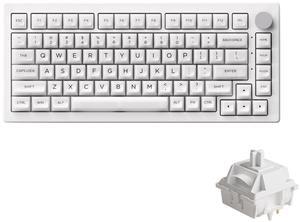 Akko 5075B Plus Shine-Through Mechanical Keyboard 75% RGB Hot-swappable Clear Transparent Gaming Keyboard with Knob, White Keyboard with PC ASA Profile Keycaps V3 Piano Pro