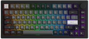 Akko 5075B Plus Mechanical Keyboard 75% Percent RGB Hot-swappable Keyboard with Knob, Black & Silver Theme with PBT Double Shot ASA Profile Keycaps V3 Silver Pro Switch