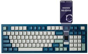 Akko 5098B Wireless Gaming Keyboard with Screen, Ink Green Mechanical Keyboard with Scroll Wheel, Hot-Swappable Gaming Keyboard with Numberpad, RGB Gasket Keyboard, Kailh Ice Cream Pink Switch