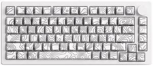 M1 V5 Aluminum Mechanical Keyboard 75% Topographic Theme Quick Release Gaming Keyboard with Knob, 8000 mAH RGB Hot-swappable White Custom Keyboard with Side-printed Keycaps Pre lubed Piano Switch