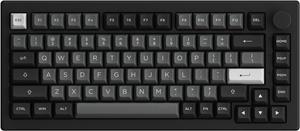 Akko 5075B Plus Mechanical Keyboard 75% Percent RGB Hot-swappable Keyboard with Knob, Black&Silver Theme with PBT Double Shot ASA Profile Keycaps with Silver Switch