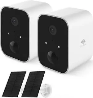 Z-EDGE SW02 2 Packs 1080P Full HD Wireless Smart Cameras with Solar Panels, Built-in Mic & Speaker, 2.4GHz Wi-Fi, IR Night Vision, Support Micro SD Card up to 128GB