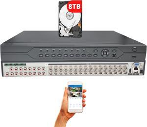 Evertech 32 Channel H.265 Surveillance Digital Video Recorder with 8TB Hard Drive 16 Audio Input DVR Supports 1080p AHD TVI CVI and Analog (960H) Cameras, Easy Remote Access