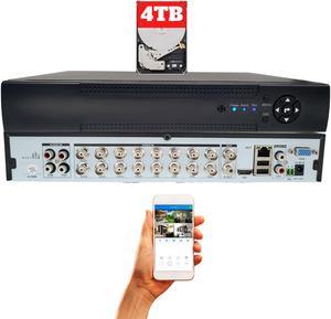 Evertech 16 Channel H.265 Hybrid AHD TVI CVI ANALOG CCTV DVR Security Camera Recorder with 4TB Recording Storage