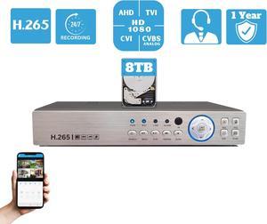 Evertech HD H.265 8 Channel Hybrid DVR Security Recorder with 8TB Hard Drive, Compatible with AHD/TVI/CVI/Analog Cameras