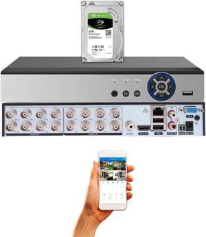 Evertech H.265 16 Channel Digital Video Recorder AHD TVI CVI Analog Surveillance DVR with 2TB Hard Drive for Recording