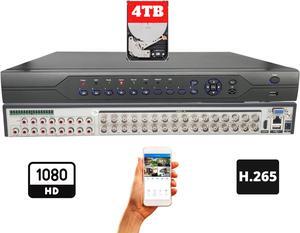 Evertech 32 Channel H.265 Hybrid TVI AHD CVI and Analog Digital Video Recorder 4TB Recording Memory