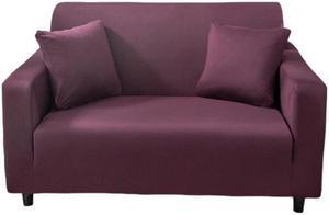 Anyhouz 2 Seater Sofa Cover Plain Bean Paste Red Style and Protection For Living Room Sofa Chair Elastic Stretchable Slipcover