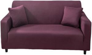 Anyhouz 4 Seater Sofa Cover Plain Bean Paste Red Style and Protection For Living Room Sofa Chair Elastic Stretchable Slipcover