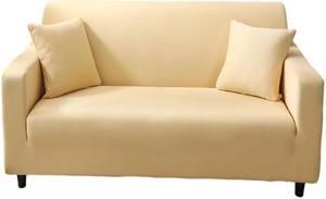 Anyhouz 3 Seater Sofa Cover Plain Beige Style and Protection For Living Room Sofa Chair Elastic Stretchable Slipcover