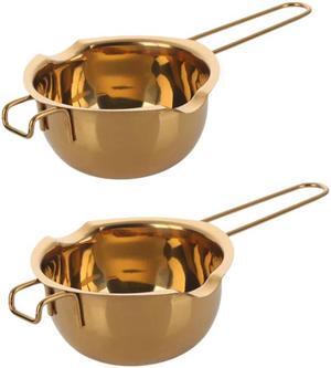 Anygleam Melting Pot 2Pcs Gold Chocolate Melt Cookware Kitchen Heating Container Milk Bowl Baking Tool Kitchenware