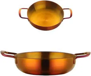 Anygleam Stock Pot 2pcs Rainbow no.3-S-L Stainless Steel HotPot Without Lid Single-Layer Cooking Soup Noodle Sea Food Home Kitchen Restaurant Tools