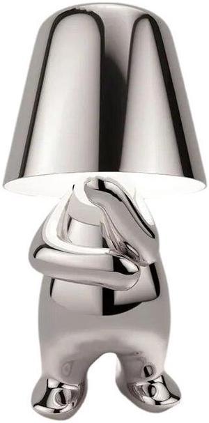 Anyhouz Hotel Lightning Lamp Rechargeable Silver Little Man Thinking Position Table Lamp