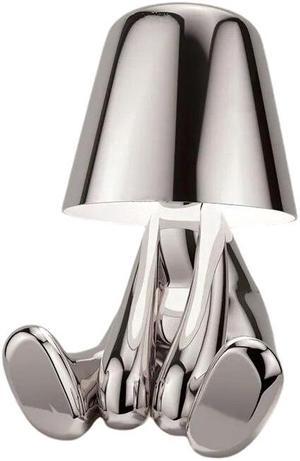 Anyhouz Hotel Lightning Lamp Rechargeable Silver Little Man Laying Position Table Lamp