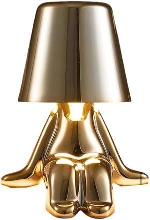 Anyhouz Hotel Lightning Lamp Rechargeable Gold Little Man Waiting Position Table Lamp